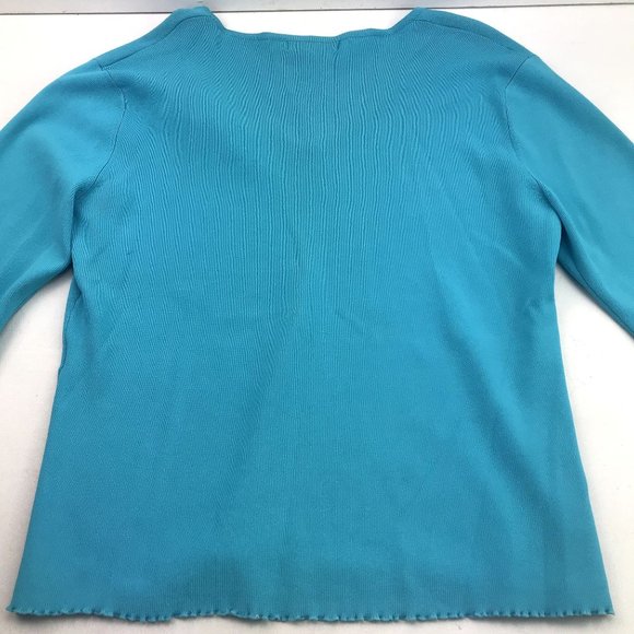 Preston & York Womens Blue V-neck Cropped 3/4 Sleeve Shirt Top XL - Picture 5 of 5